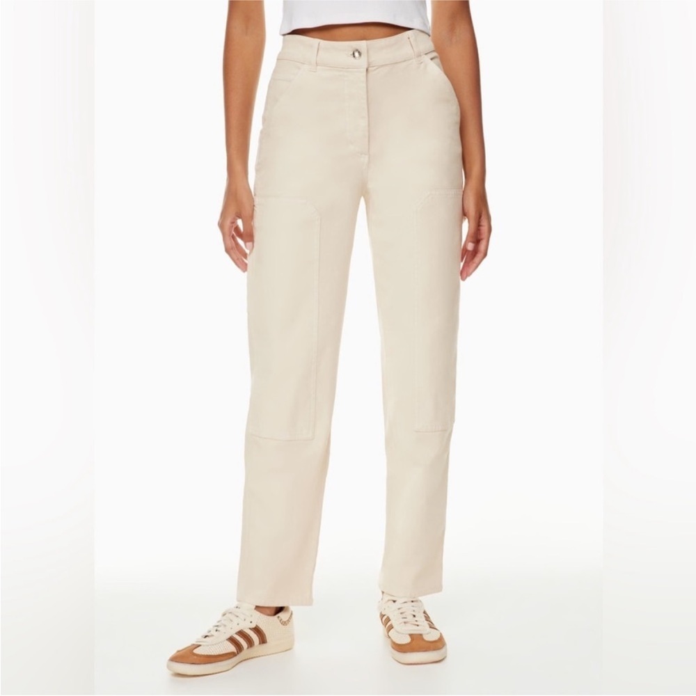 Aritzia Wilfred Free Brennan Cargo Utility Pants Cream Birch Size 6 Straight Leg - Picture 2 of 7